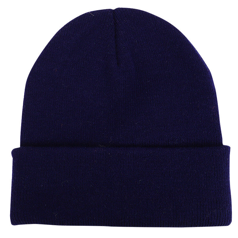 Men's Solid Knitted Hat in Black - Warm Winter Beanie Cap