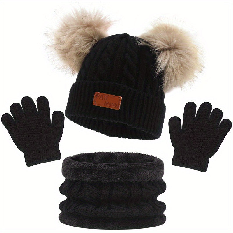 Hat Scarf Gloves Set for Baby Kids Winter