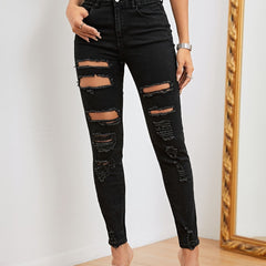 Distressed Slim Fit High Stretch Skinny Jeans