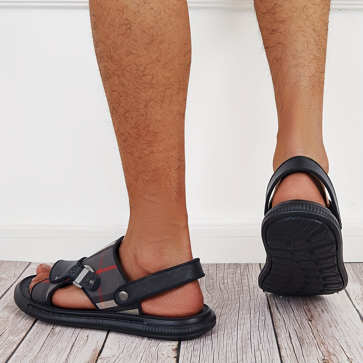 Men's Striped Slingback Sandals Casual Water Shoes