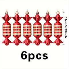 6pcs Red Candy Christmas Tree Hanging Decoration
