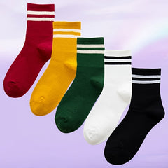Striped Crew Socks Women's Mid Tube Stockings