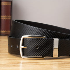 Men's Twill Single Jacket Dress Belt Casual Pin Buckle PU Leather Belt