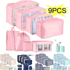 9 Pcs Travel Luggage Bag Sets, Dustproof Lightweight Organizers