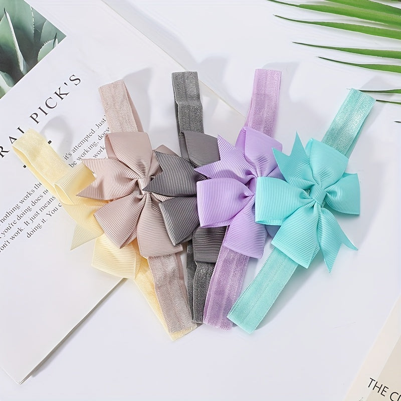 5pcs Bowknot Hairband Soft Nylon Headband for Baby Girls