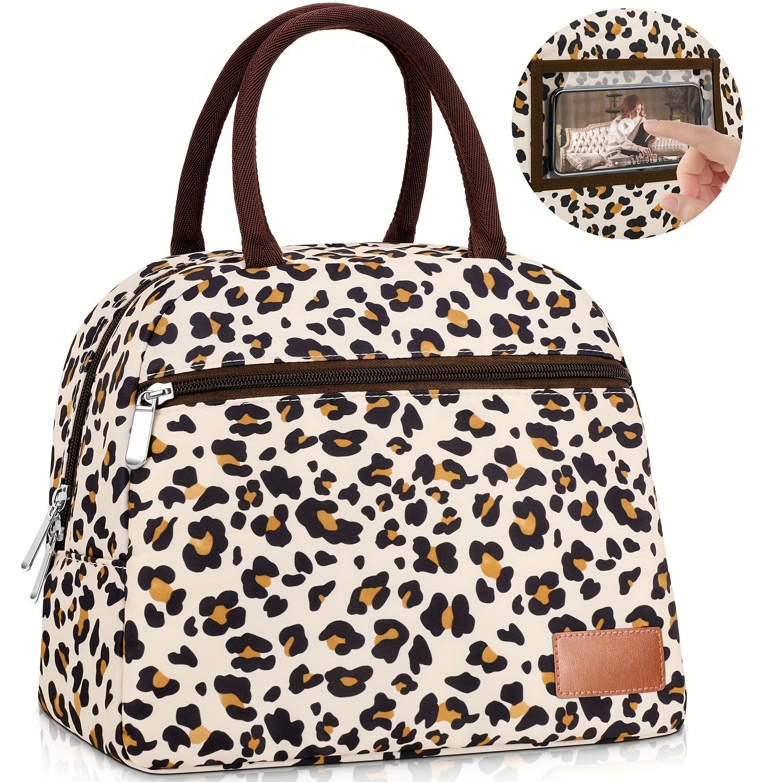 Leopard Print Insulated Lunch Bag Leakproof Reusable for Office School