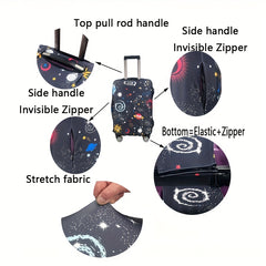 Space Pattern Luggage Case Cover Elastic Protector Travel