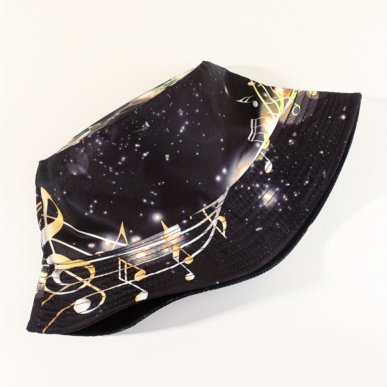 Starry Sky Musical Note Print Bucket Hat Lightweight Sunscreen Fisherman Cap