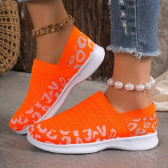 Leopard Print Slip on Sneakers for Women, Non-Slip Walking Shoes