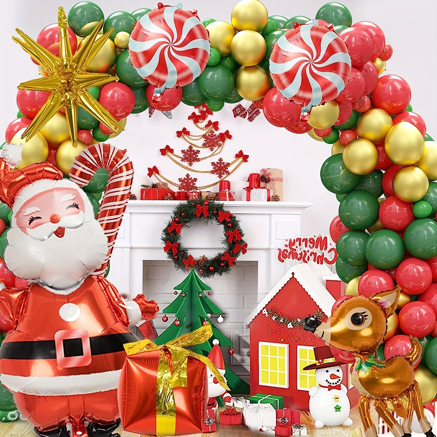 157pcs Santa Claus Christmas Deer Foil Balloons for Festive Decor