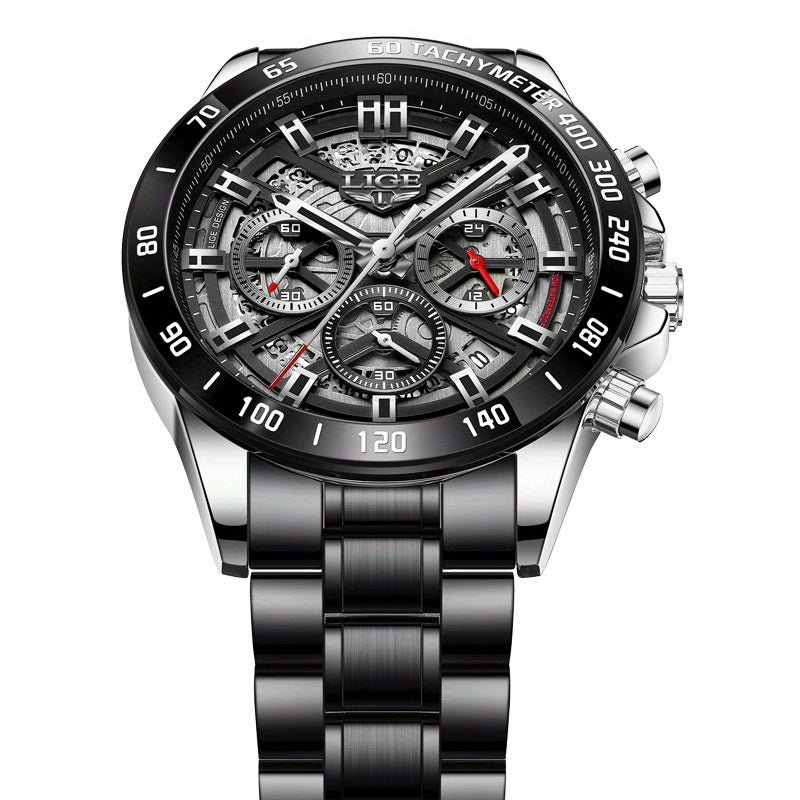 LIGE Waterproof Boys Watch Business Sports Quartz Chronograph Wristwatch
