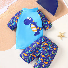 Boys Dinosaur Print Swimwear Set for Beach Vacation