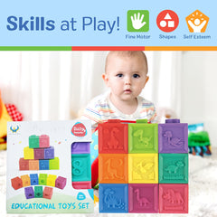 Soft Building Blocks Baby Toys Educational Squeeze Play with Numbers Animals