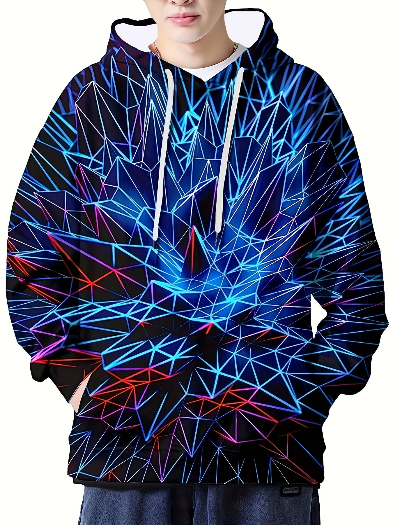 Ink Print Men's Graphic Hoodie Autumn Winter Pullover
