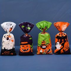 50pcs Halloween Baking Packaging Bag Self adhesive Bag with Wire Ties