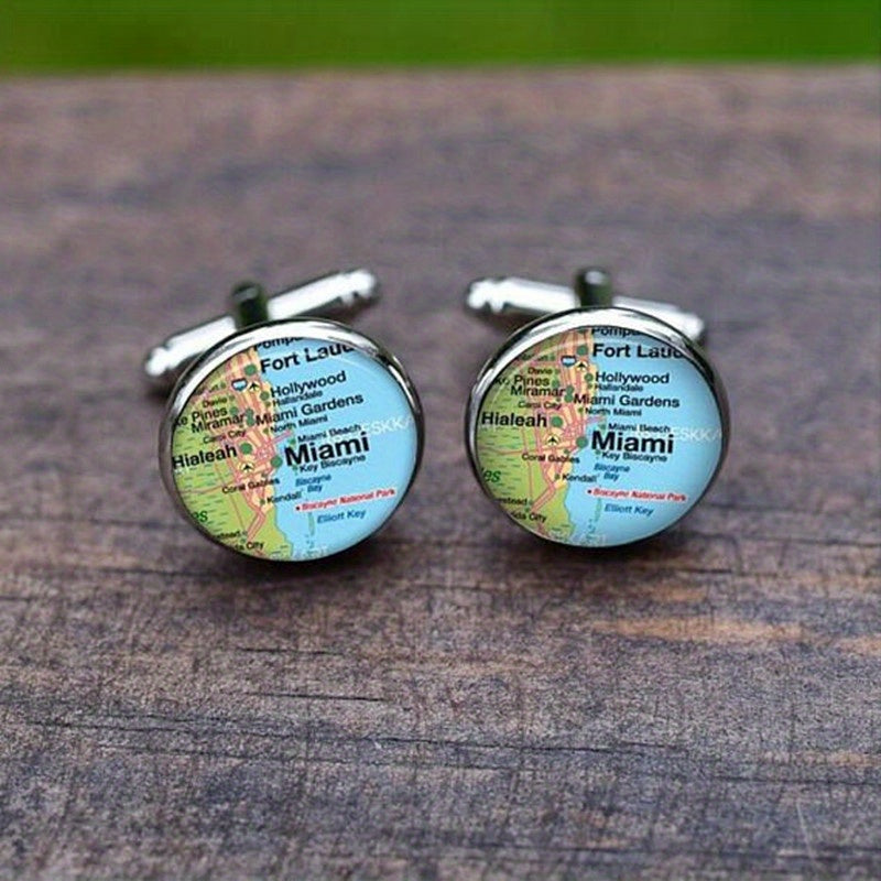 Crystal Glass Cufflinks Stainless Steel Sleeve Nails