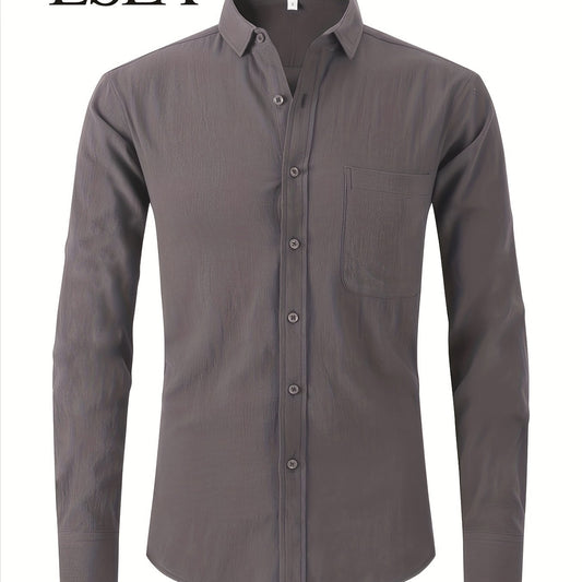 Men's Autumn Plus Size Solid Long Sleeve Shirt