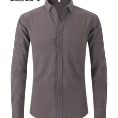 Men's Autumn Plus Size Solid Long Sleeve Shirt