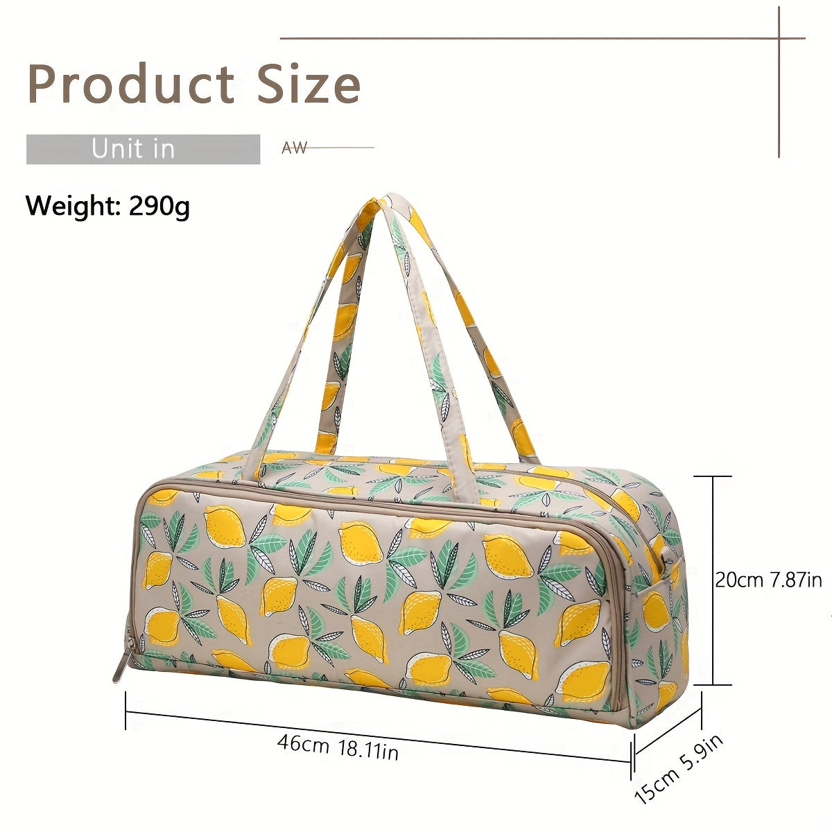 Waterproof Yarn Storage Bag Lemon Printed Knitting Crochet Large Capacity