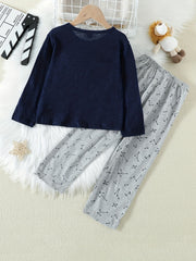Kids 2pcs Space Dog Pajamas Set Cotton Long Sleeve Top & Pants
