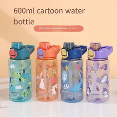 600ml Cartoon Leakproof Water Cup with Straw for Outdoor Sports