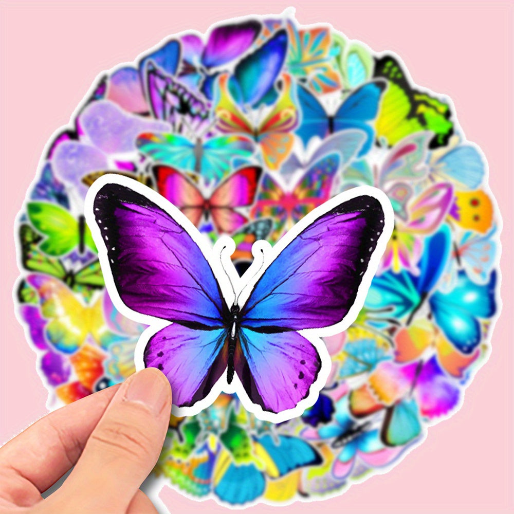 50pcs Colorful Butterfly Stickers Waterproof for Water Bottles Laptop