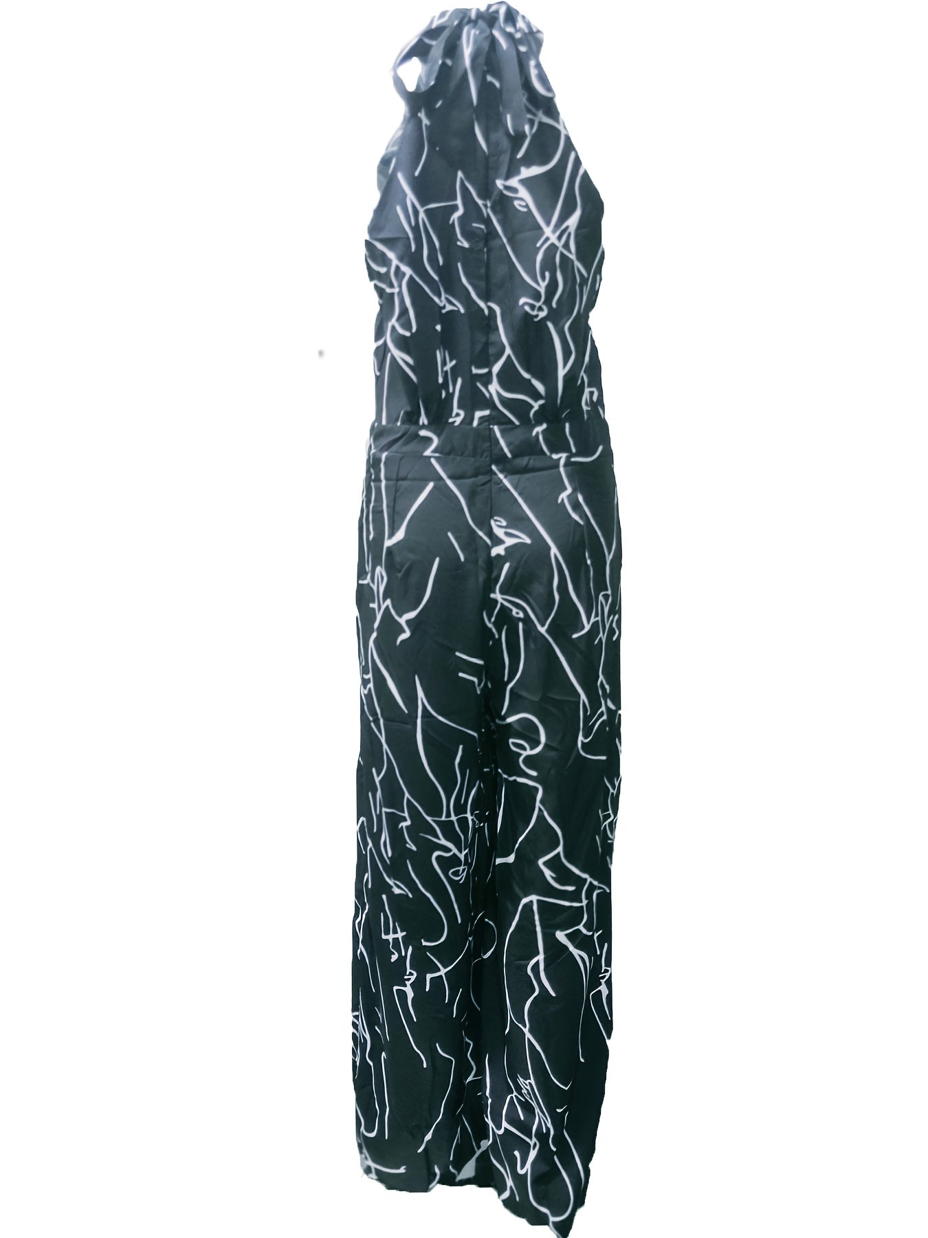 Floral Print Halter Jumpsuit Tie Waist Wide Leg
