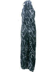 Floral Print Halter Jumpsuit Tie Waist Wide Leg