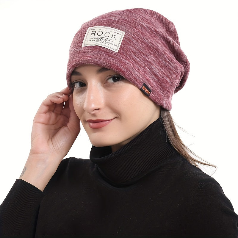 Casual Slouchy Baggy Beanie Hat Patch Elastic Warm Skull Cap