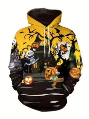 Men's Halloween Pumpkin Print Hoodie Active Breathable Sweatshirt