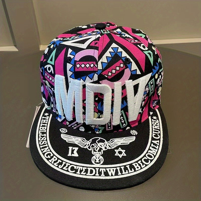 Unisex Adjustable Baseball Cap with MDIV Embroidery Geometric Pattern