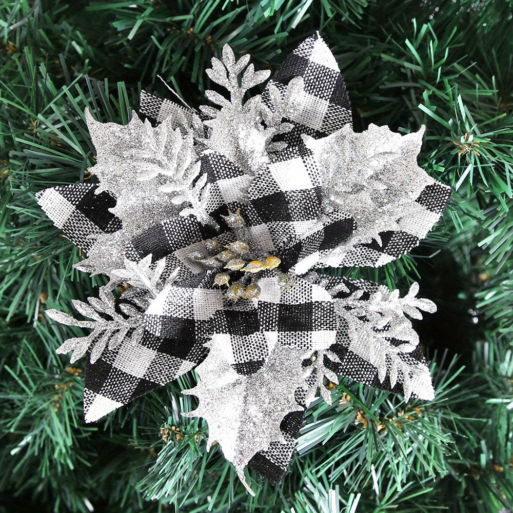 Christmas Decorations Golden Powder Lattice Christmas Flowers