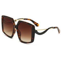 Polygon Frame Metal Temple Sunglasses UV Protection