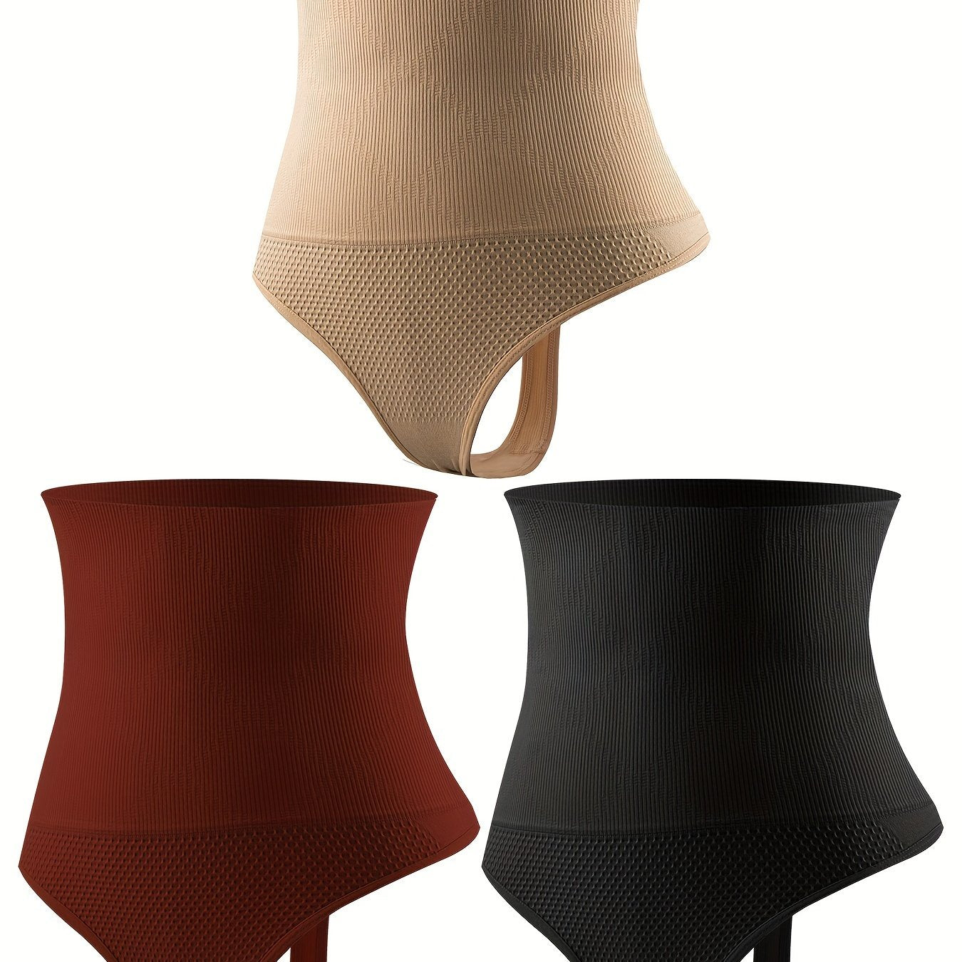3pcs Seamless Shaping Thongs High Waist Tummy Control Panties