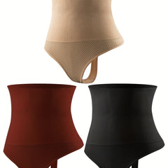3pcs Seamless Shaping Thongs High Waist Tummy Control Panties