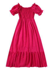 Off Shoulder Boho Smocked Beach Dress for Women