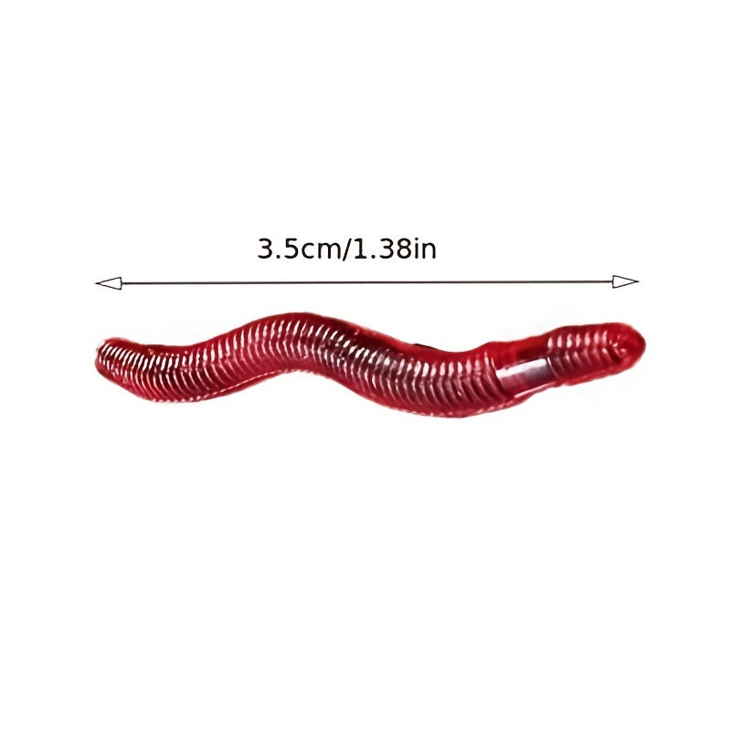 50pcs 3-in Red Earthworm Artificial Soft Fishing Baits for Bass Trout Tackle