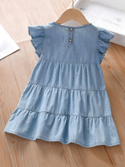 Girls Ruffled Summer Dress Sleeveless Kids Clothes