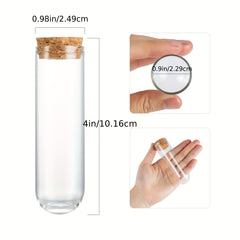 8pcs 50ml Round Bottom Test Tube Glass Bottle with Cork Plug