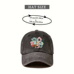 Flower Print Baseball Cap Washed Distressed Dad Hat Sun Hat for Women