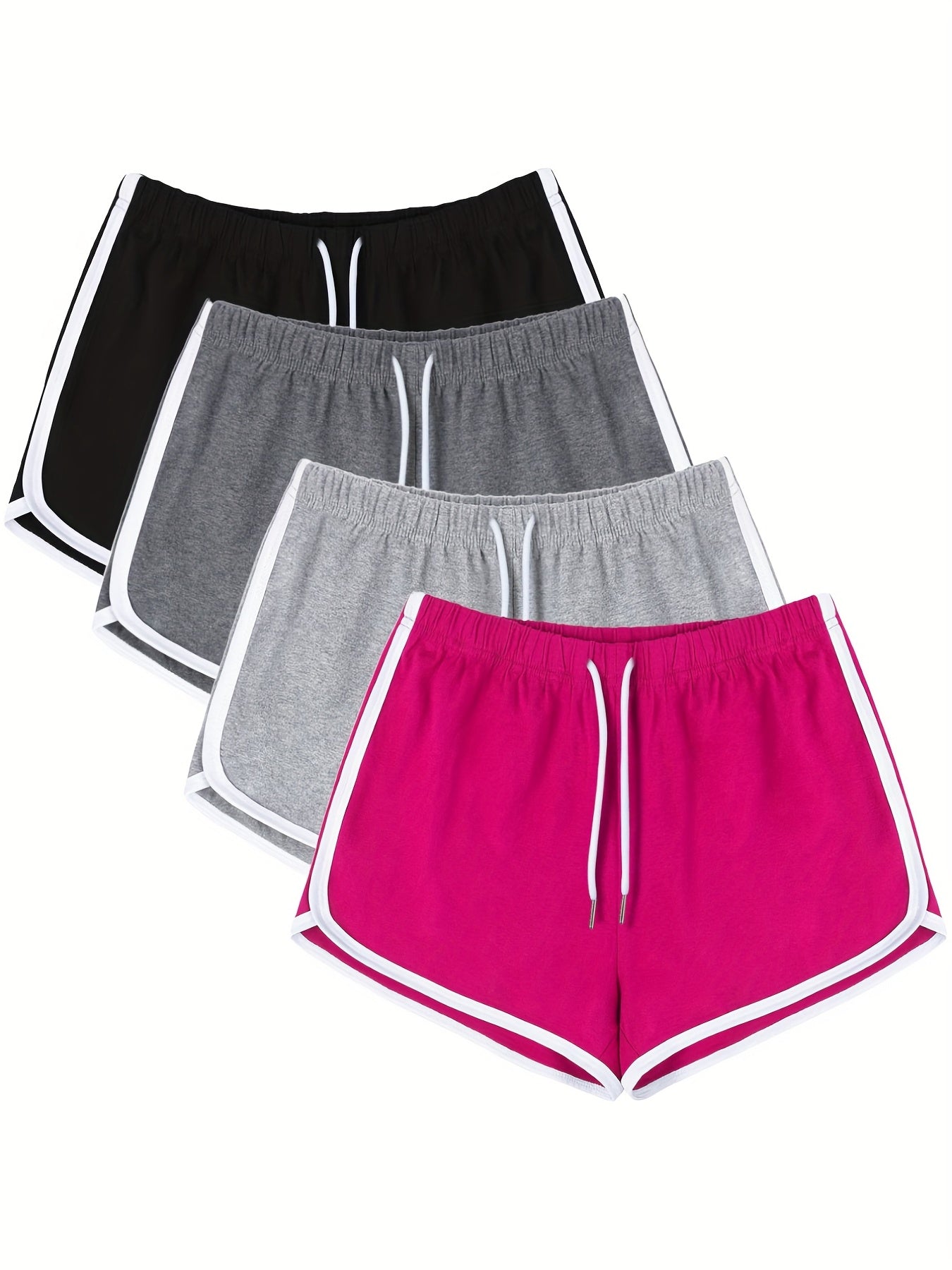 4 pack Women's Yoga Shorts with Drawstring Activewear for Running Gym