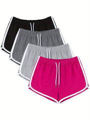 4 pack Women's Yoga Shorts with Drawstring Activewear for Running Gym