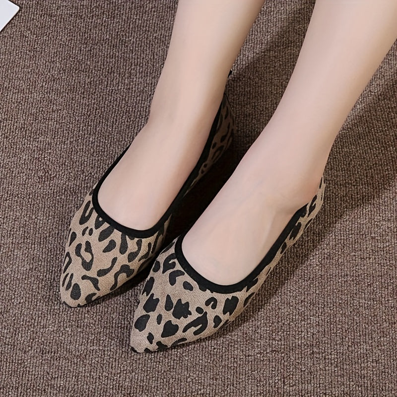 Leopard Print Flat Shoes Point Toe Lightweight & Comfortable