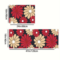 2pcs Vintage Floral Anti Fatigue Kitchen Rugs Non Slip Cushioned