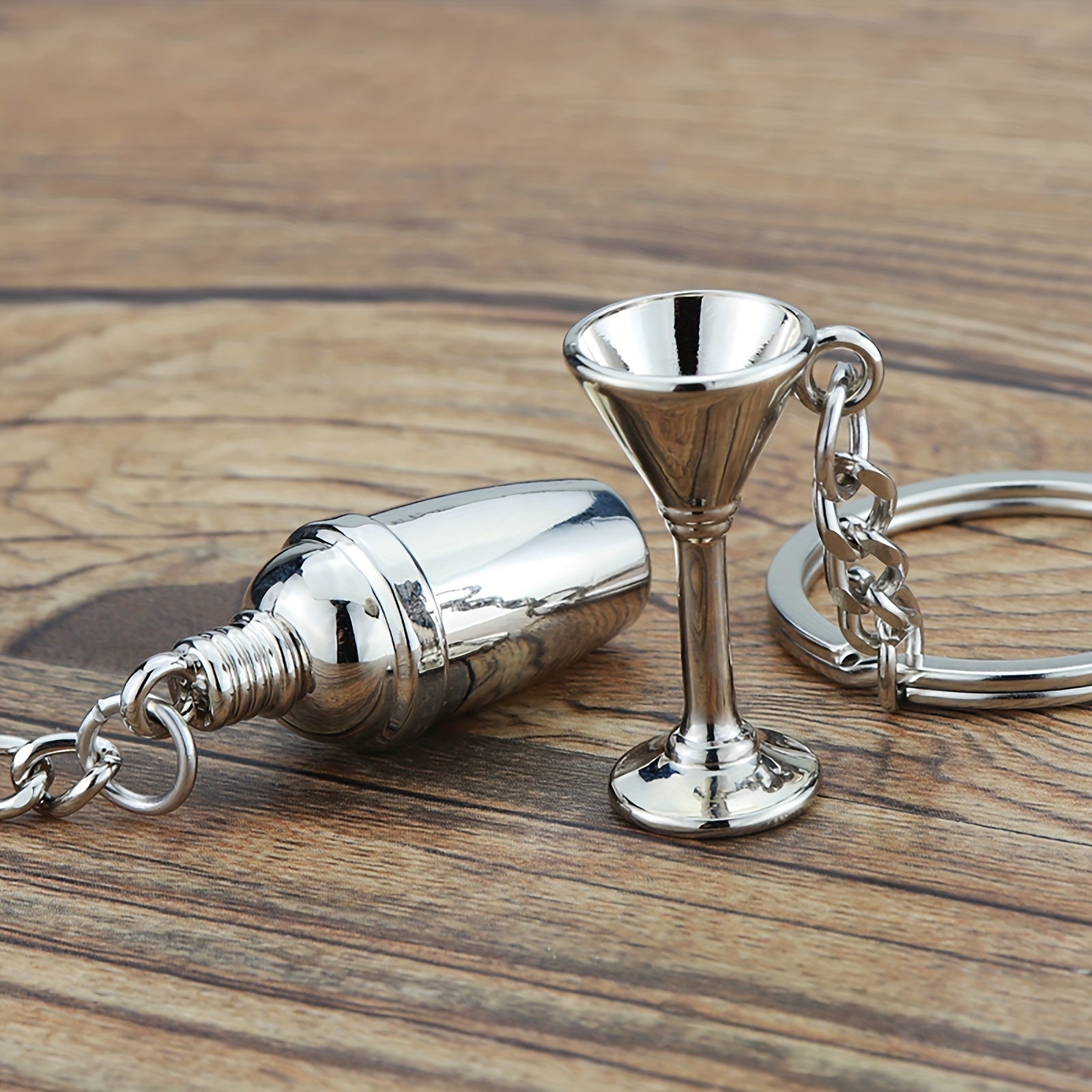 3D Zinc Alloy Wine Bottle Keychain Pendant for Camping