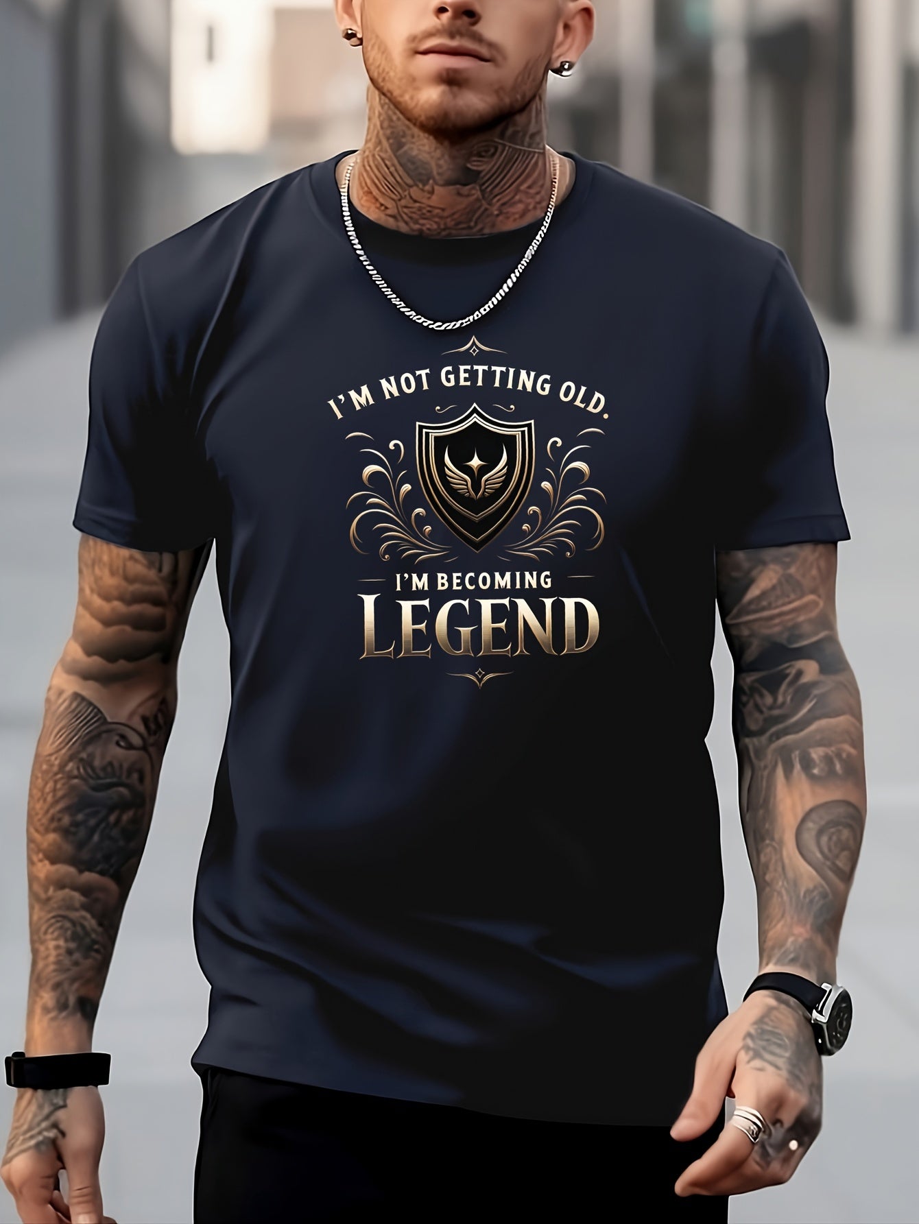 Men's Wing Pattern Shirt Casual Breathable Short Sleeve Tee Top