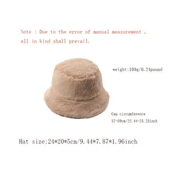Unisex Winter Bucket Hat Packable Fluffy Fur Warm Fisherman Hats