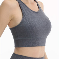 Leopard Print Shockproof Sports Bra for Women