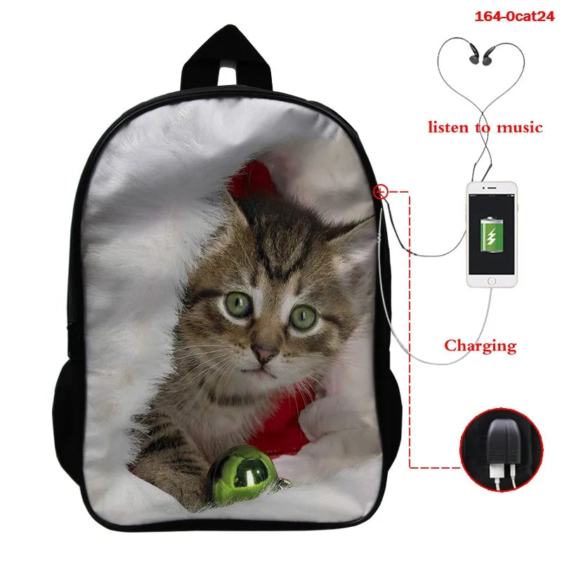 3D Animal Backpack for Women Kids School Boys Girls Cat Print Bag