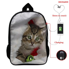 3D Animal Backpack for Women Kids School Boys Girls Cat Print Bag